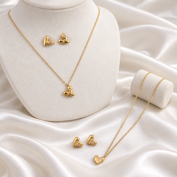 Dainty Heart Diamond Set