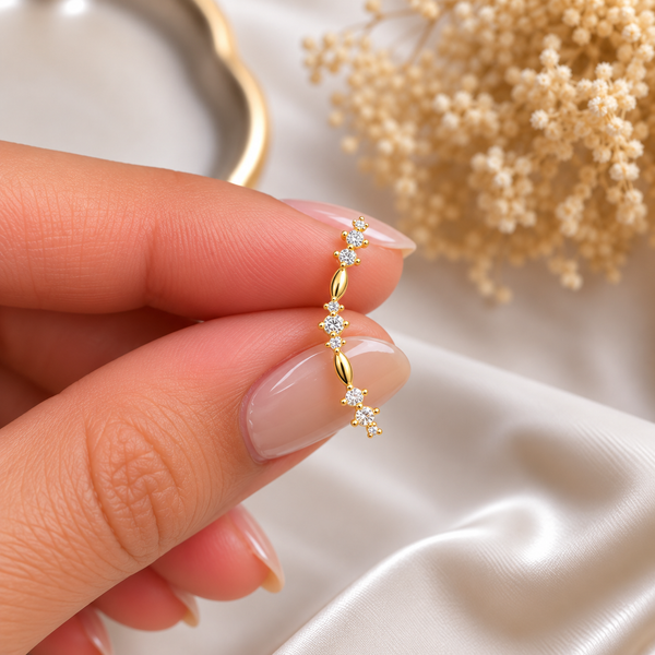 Triple Crystal Arc Ball Back Stud