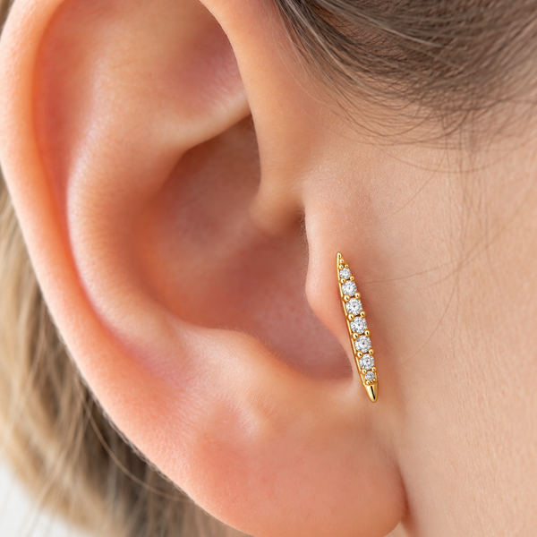 Crystal Slim Bar Ball Back Stud