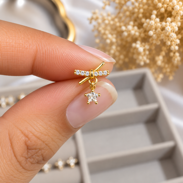 Star Charm Bow Ball Back Stud