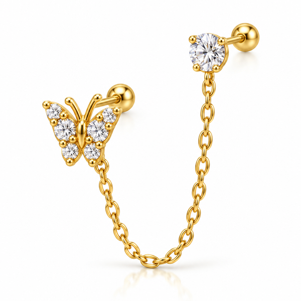 Butterfly Chain Stud Earrings