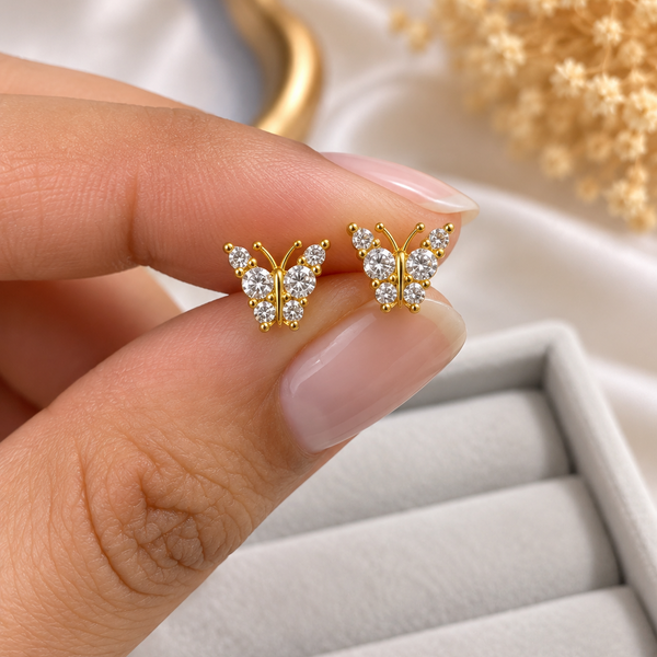 Butterfly Chain Stud Earrings