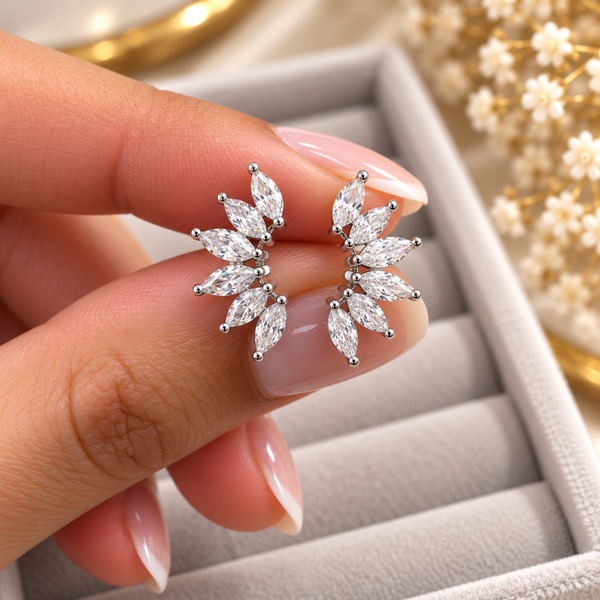 Marquise Leaf Ball Back Stud