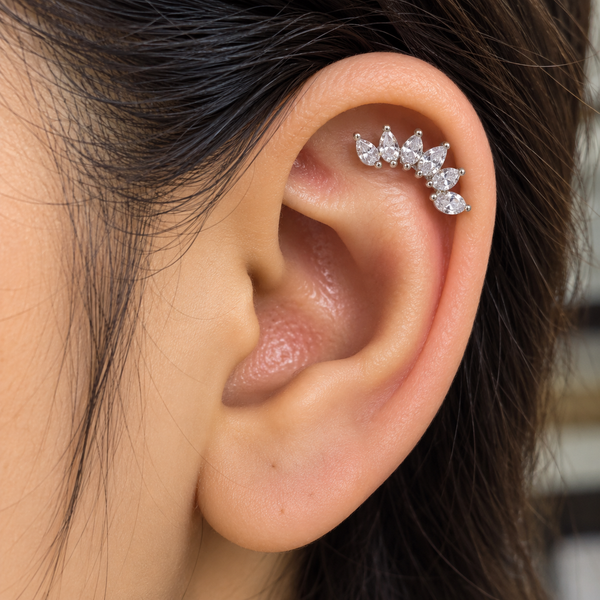 Marquise Leaf Ball Back Stud
