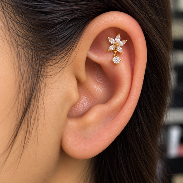 Crystal Daisy Drop Ball Back Studs