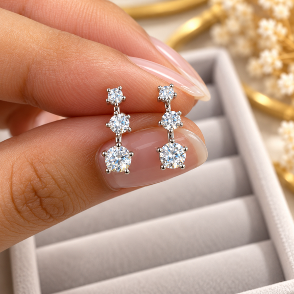 Triple Crystal Drop Flat Back Studs
