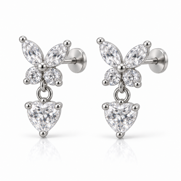 Floral Crystal Drop Flat Back Studs