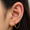 Star Charm Double Piercing Chain Stud