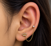 Crystal Crown Double Piercing Chain Stud