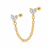 Twin Heart Crystal Chain Stud
