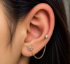 Crystal Flower Double Piercing Chain Stud