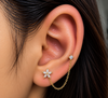 Marquise Flower Double Piercing Chain Stud