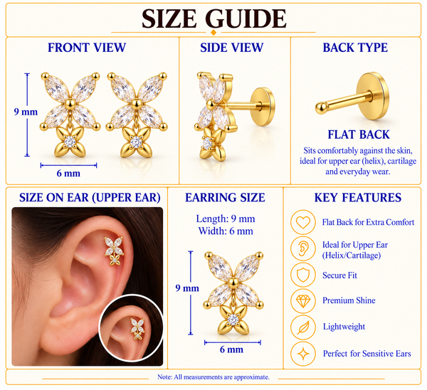 Double Floral Crystal Flat Back Studs