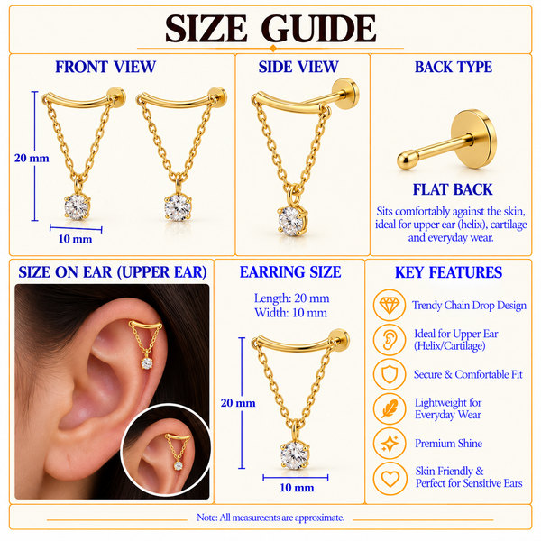 Crystal Chain Drop Helix Flat Back Stud