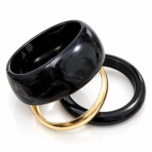 Mocha Swirl Resin Bangle Set