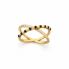 Criss Cross Black Bead Mangalsutra Ring