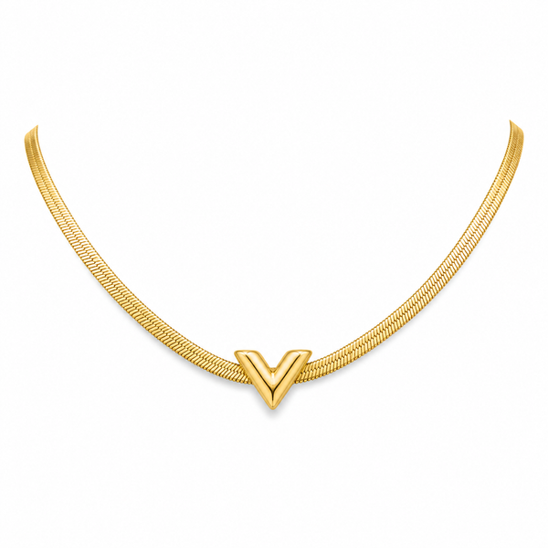 V Pendant snake Chain Necklace