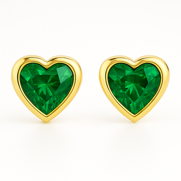 Emerald heart beats earrings