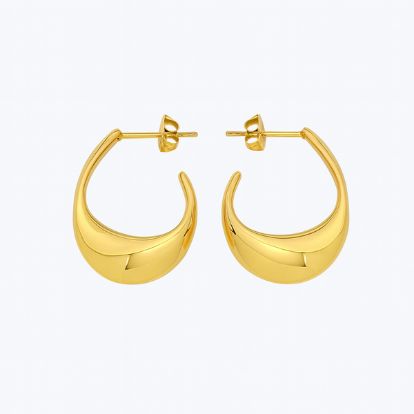 Golden wave curve earrings