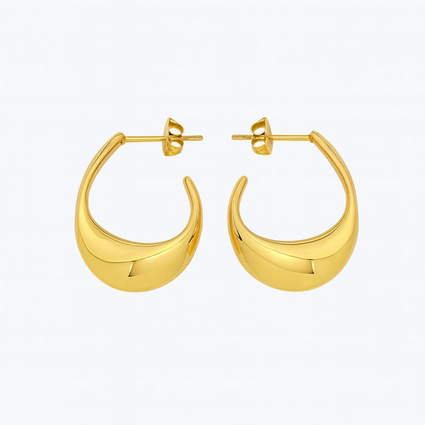 Golden wave curve earrings