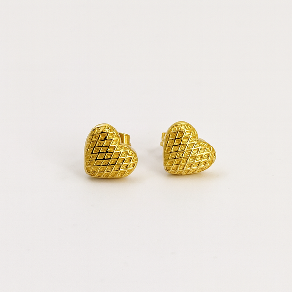Heart of gold studs earrings