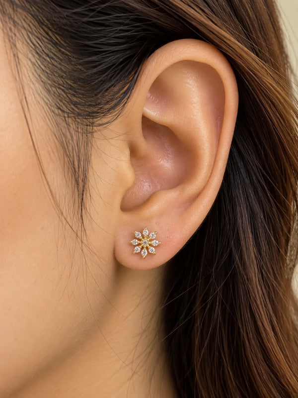 Crystal Snowflake Ball Back Stud