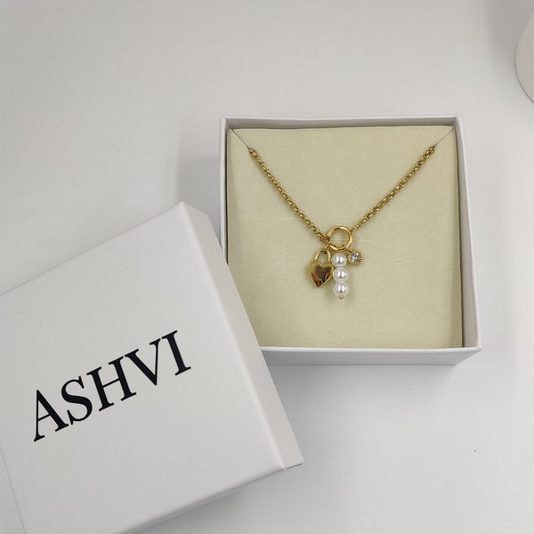 Heart Lock Multi Charms Necklace