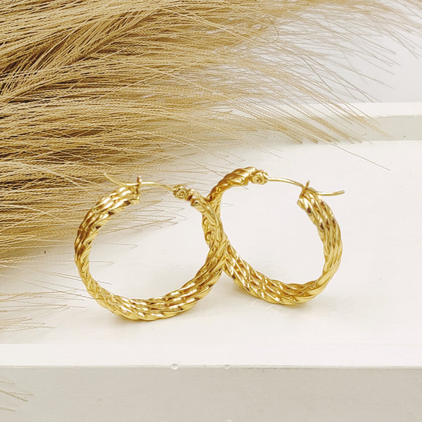 Three Line TwistedHoops Earrings