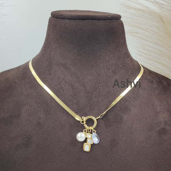 Shell Diamond Multi Charms Necklace