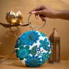 Blue Floral Circular Clutch