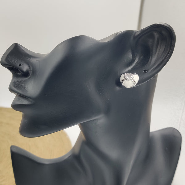 White Heart Stone Earrings