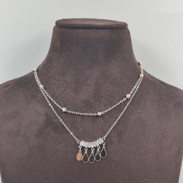 Double Layer White Stone Necklace