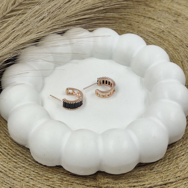 Black CrystalHoops Earrings