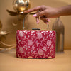 Mehroon silver floral Handle Clutch
