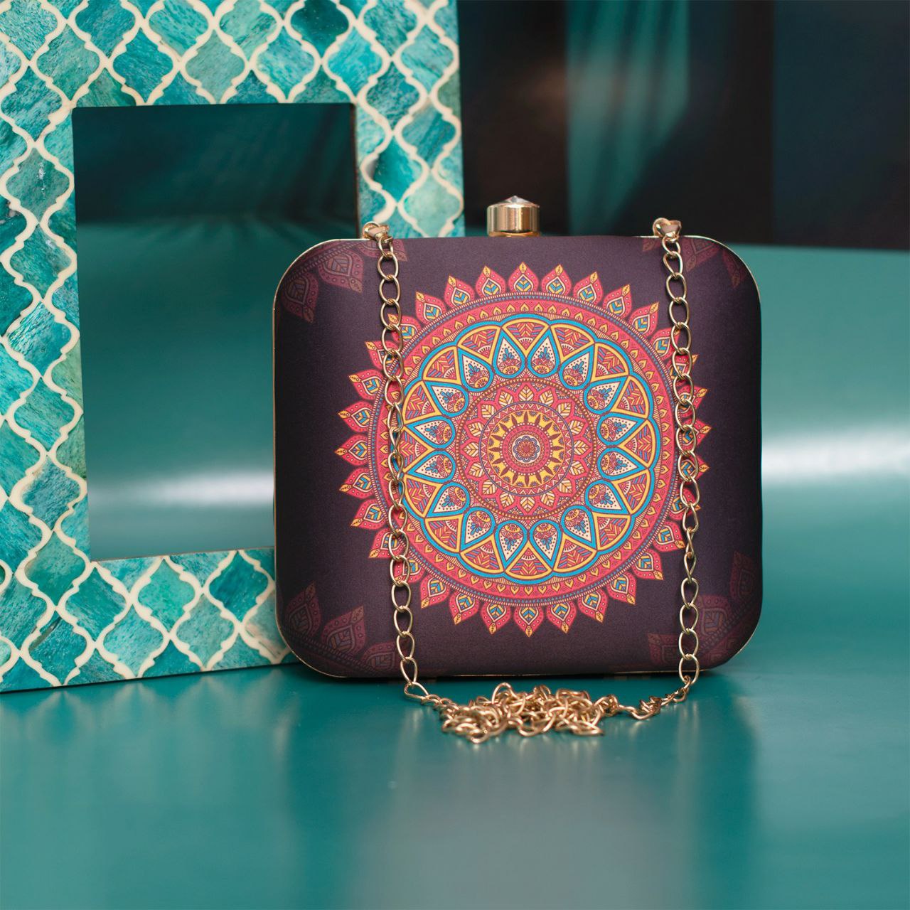Mandala Print Clutch