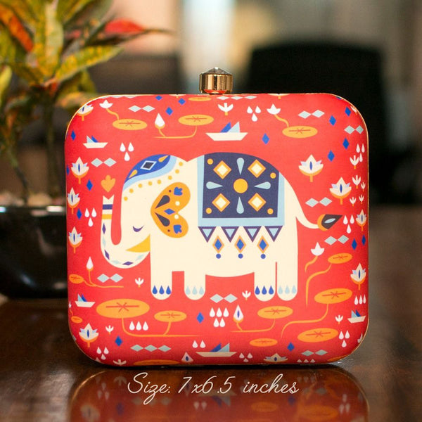 Elephant Print Square Clutch