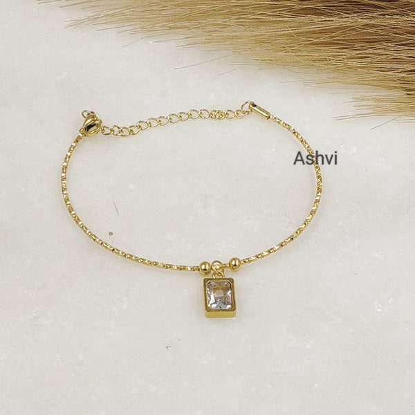 Square Stone Wire Charm Bracelet