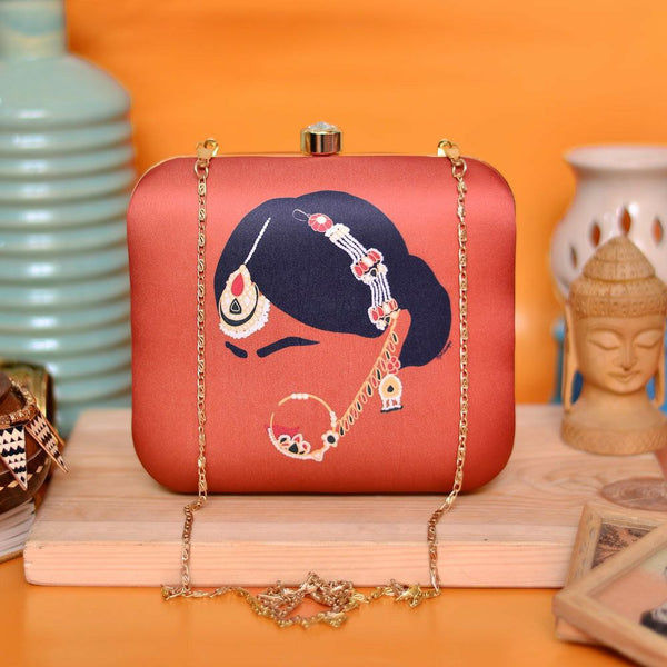 Indian Lady Portrait Woman Printed Clutch