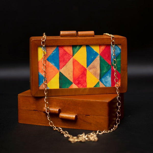 Multi Colour Wooden Clutch
