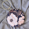 Black Floral Round Clutch