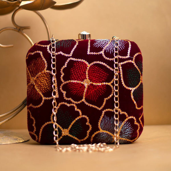Mehroon Flower Clutch