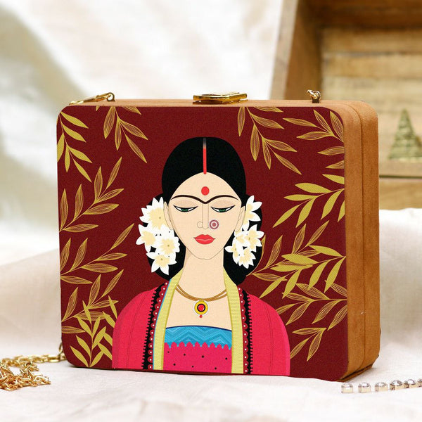 Indian lady with gajara Printed Clutch