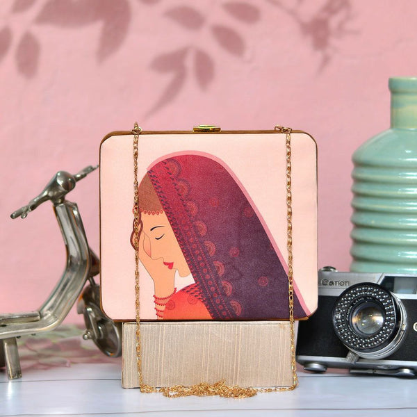 Village GirlPortrait Wooden Clutch
