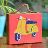 Yellow Scooter Print Suitcase Style Clutch