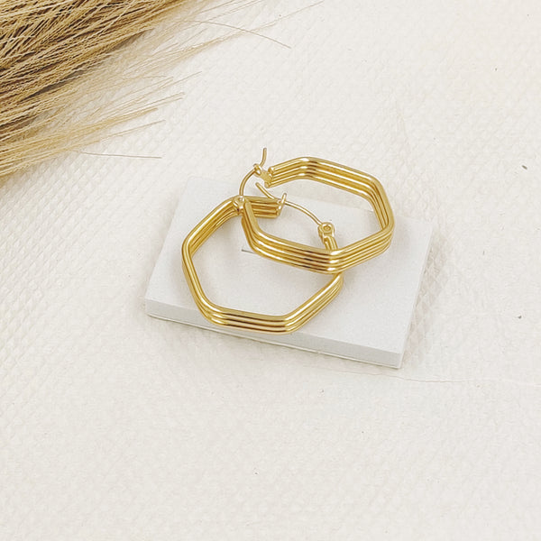 Triple Layer line Hoops Earrings