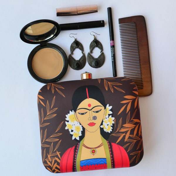Lady with Gajara Square Clutch