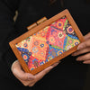 Flower Print Wooden Clutch