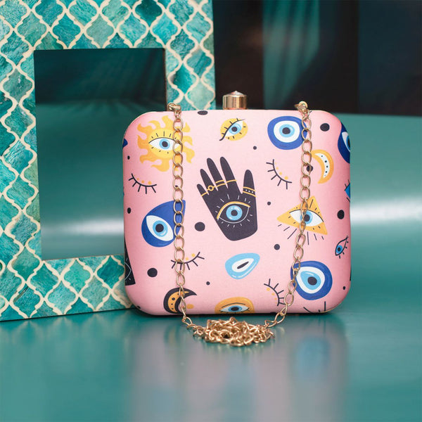 Hamsa Evil eye Square Clutch