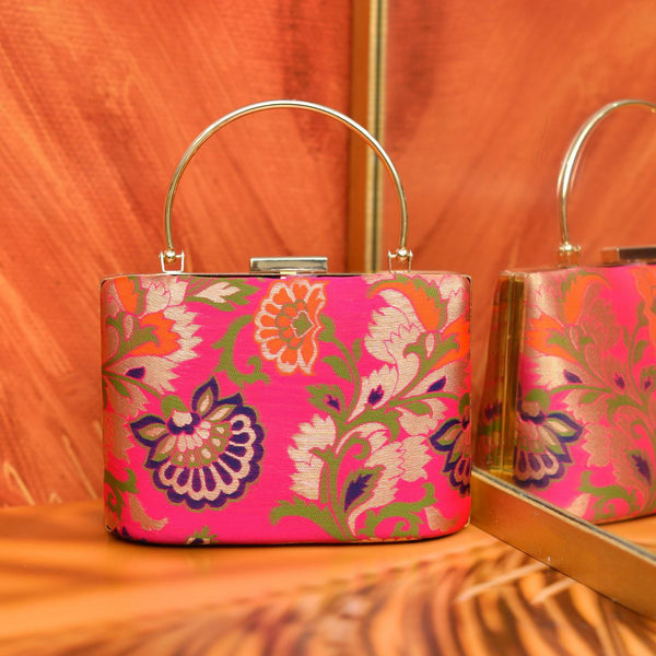 Fancy Fabric FloralHandle Clutch