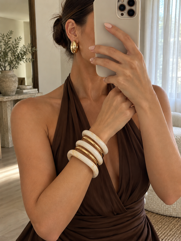 Smoky Elegance Resin Bangle Set